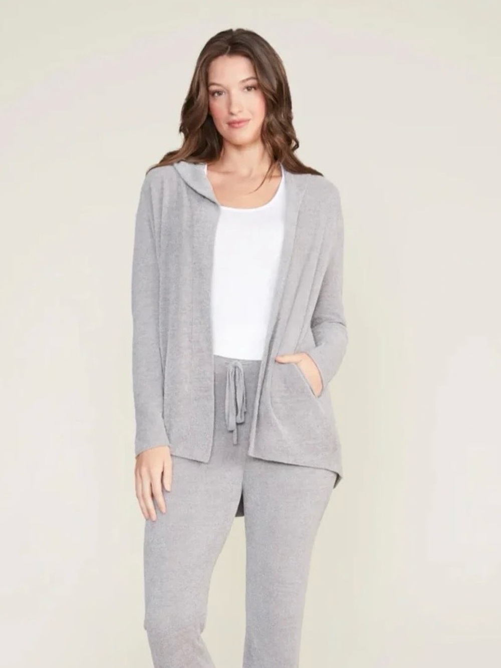 Barefoot Dreams Dove Gray Hooded Cardigan NEW Size XL